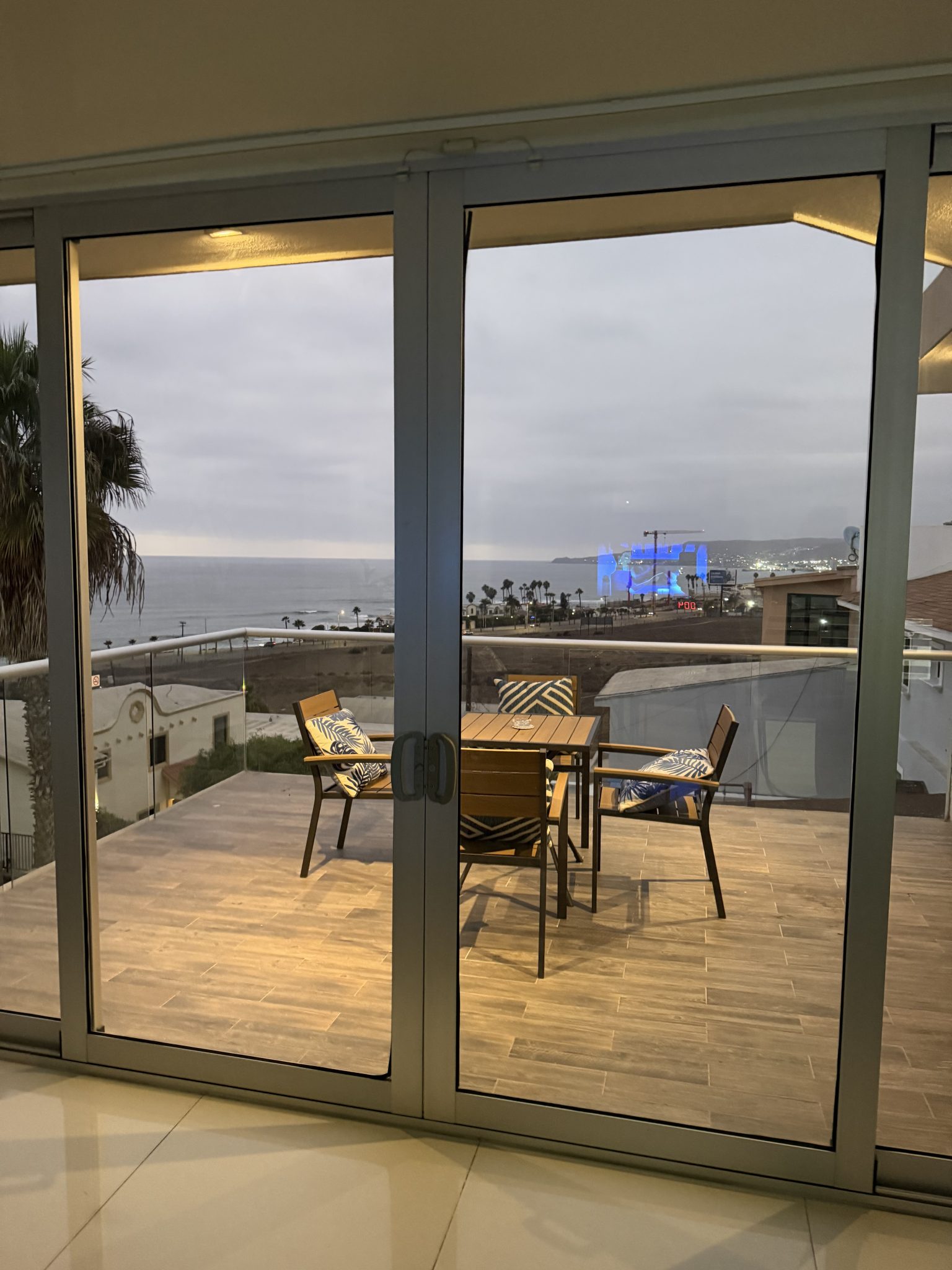 Terrace with ocean view at Iboga Treatment Center in Ensenada, Mexico