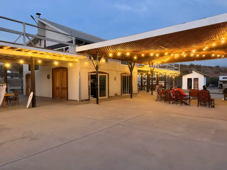 Courtyard at dusk at Iboga Treatment Center in Ensenada, Mexico